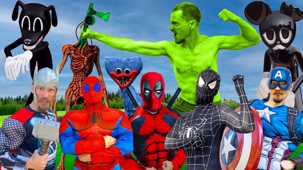 All SUPERHEROES All COOL STORIES | Spider-Man Funny Day | Team Siren Head VS Team Cartoon Cat