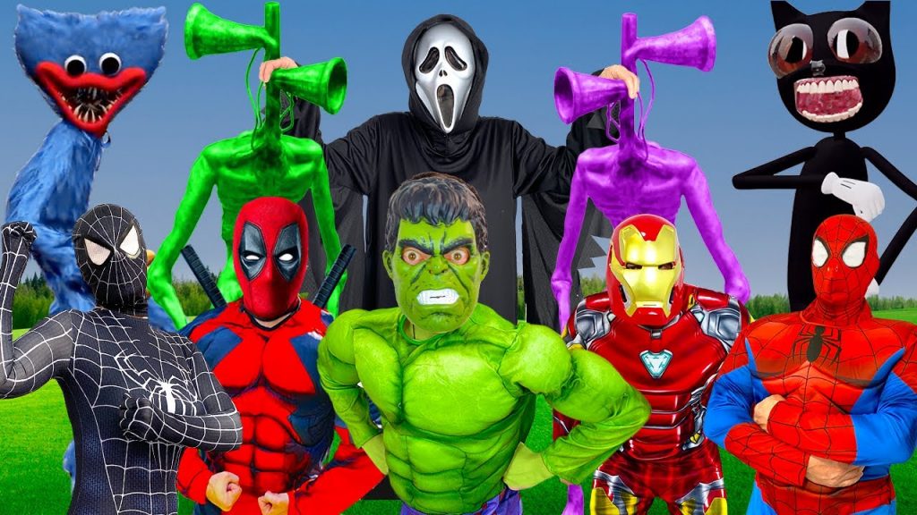 Spider-Man, Hulk In a House Funny Prank | SUPERHEROS SQUAD VS Siren Head, Cartoon Cat | Hulk Prank