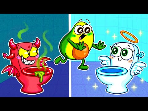 ANGEL OR DEMON RESTROOM? || Which Toilet Should Avocado Go? || Funny Story About Potty Training