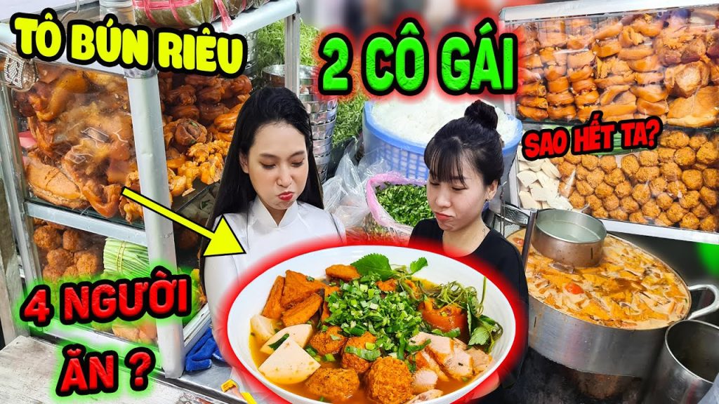 Cười Ngả Nghiêng 2 Cô Gái Nhỏ Thó Thử Thách Tô BÚN RIÊU CUA ÚT 4 Người Ăn Không Chừa 1 Giọt Nước Lèo