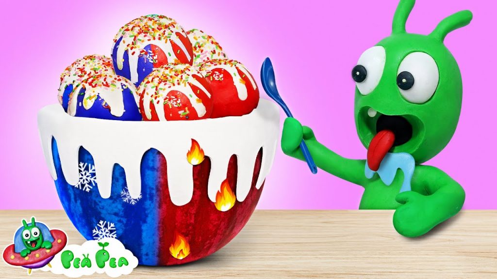 Pea Pea Funny Way to eat Ice cream & Watermelon – Stop Motion Cartoons