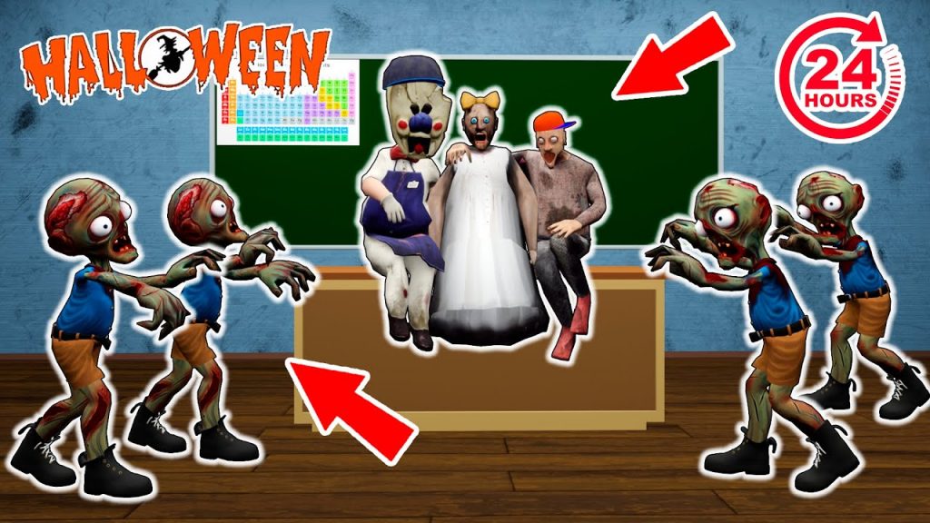 24 hours at school on Halloween vs Zombie – funny horror school animation (p.86)