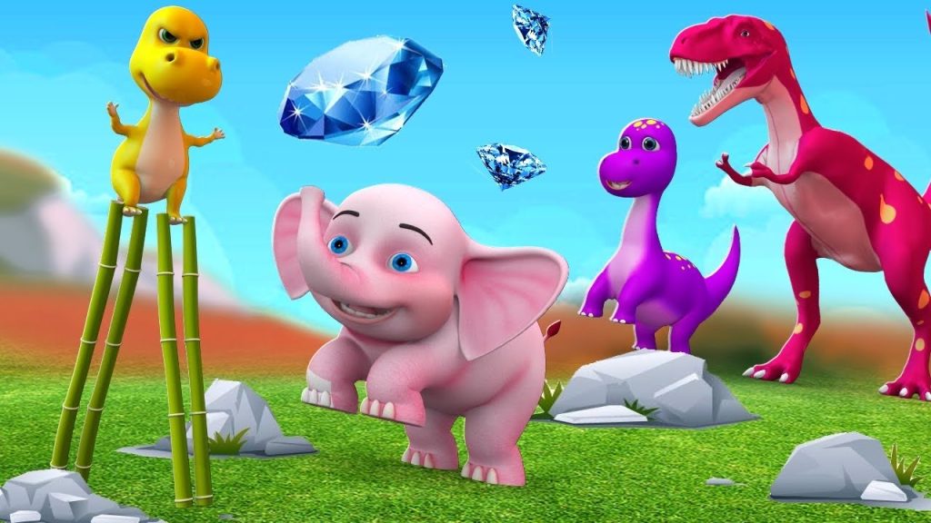 Funny Dinosaur Long Legs Bamboo Sticks Capture Giant Dinosaur | 3D Animated Cartoons Comedy Videos