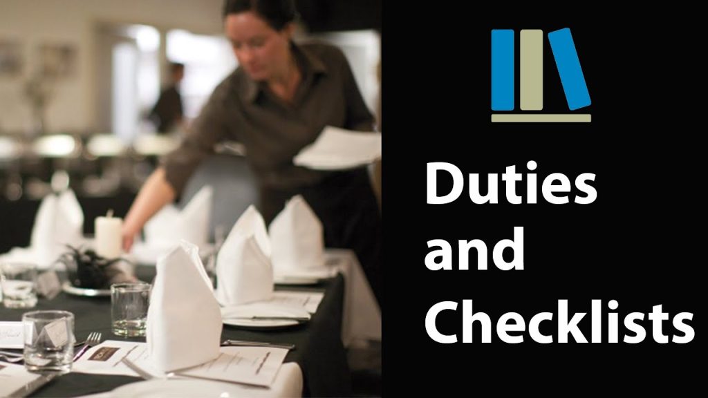 DUTIES AND CHECKLISTS – Food and Beverage Service Training #8