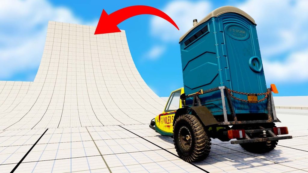 TOILET CAR VS. GIANT RAMP! (BeamNG Drive)