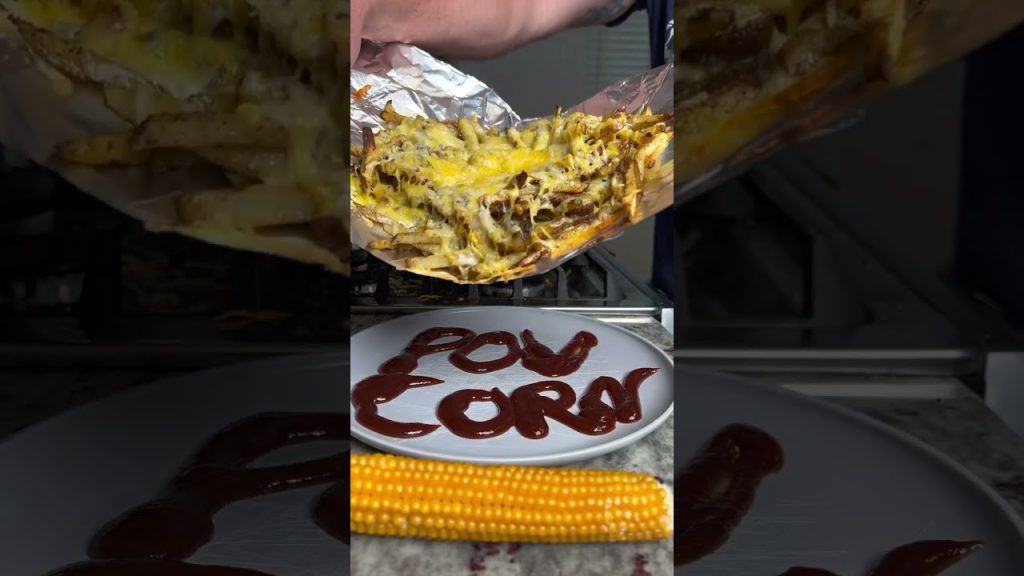 Just my famous cheese fries with a side of corn 🌽 #food #recipe