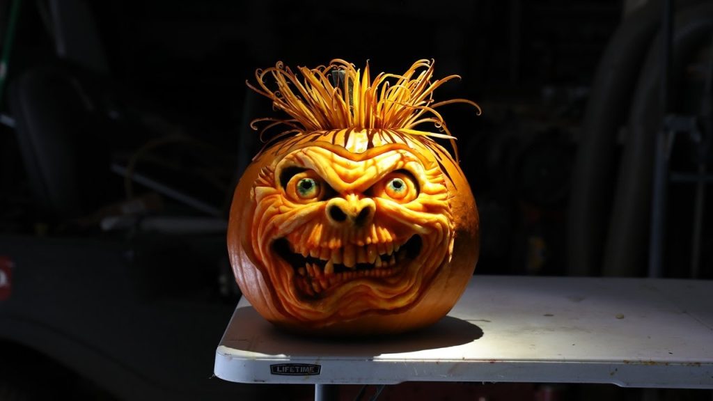 Carving Scary Pumpkin