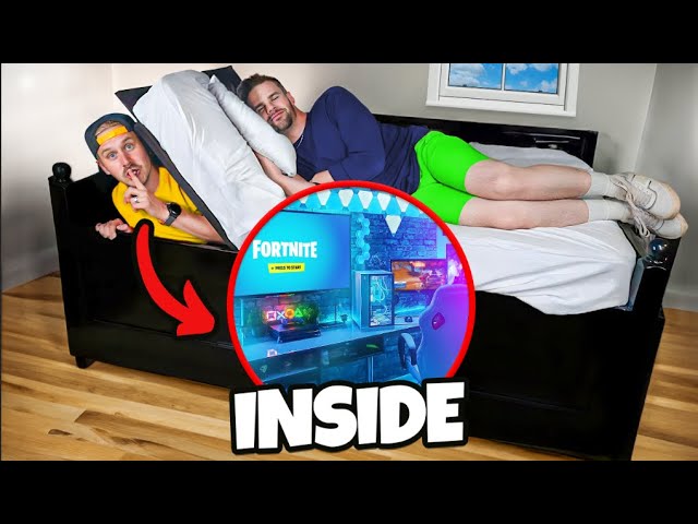 Secret Hidden Gaming Room INSIDE A Bed