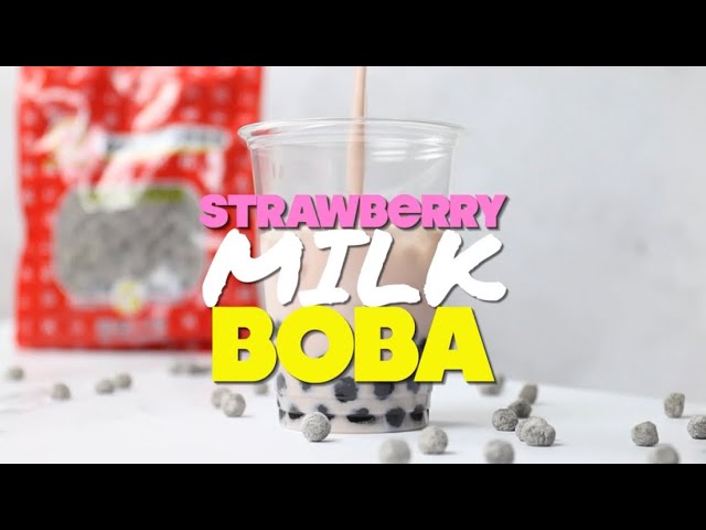 PB&J Strawberry Milk Boba Easy 5 Minute Food Recipe