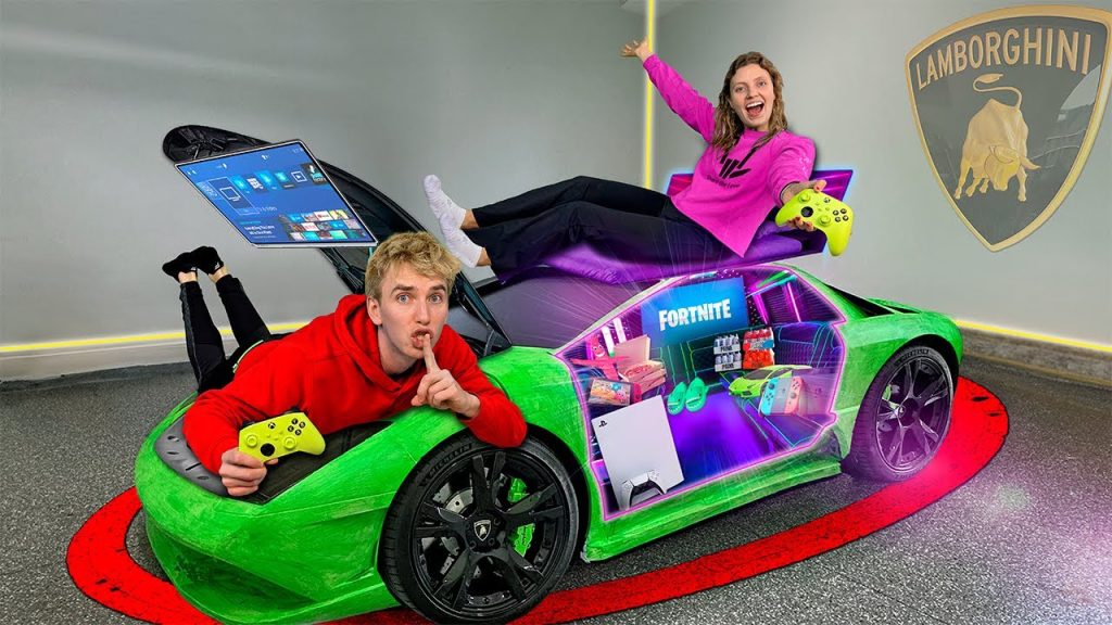 LIVING in a SECRET LAMBORGHINI GAMING ROOM!!