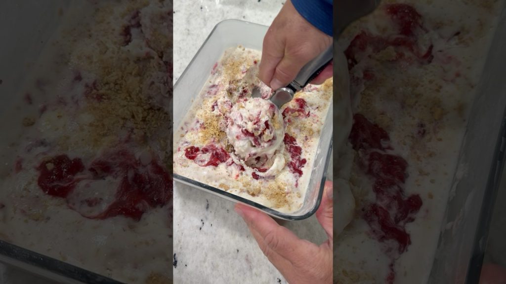 Strawberry Cheesecake Ice Cream recipe #fyp #fypシ #easyrecipe #strawberry #food  #recipe #icecream