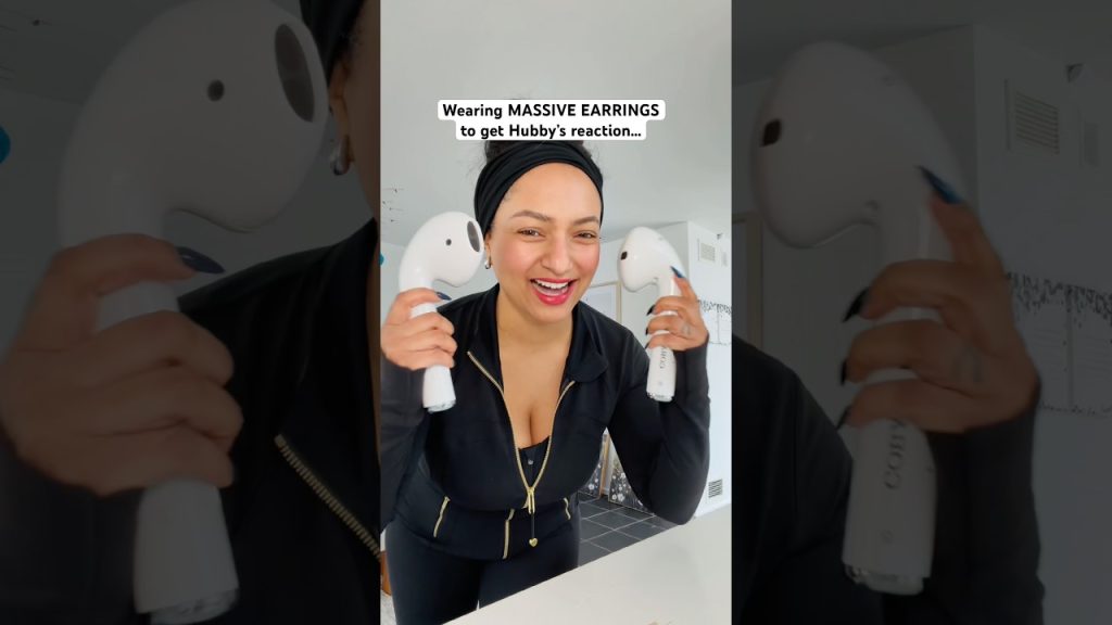 Wearing MASSIVE EARPODS to get Hubby’s reaction #comedy #funny