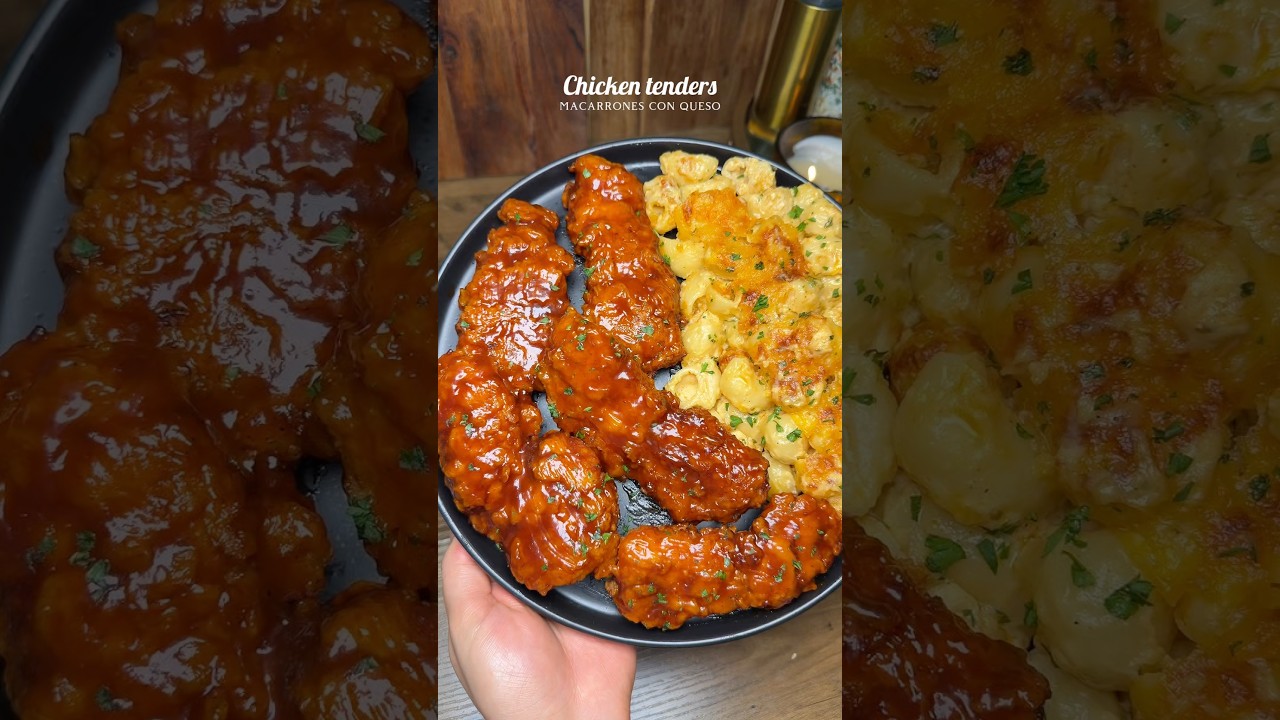 Chicken Tenders y macarrones con queso #ideasdecomida #food #recipe #foodie
