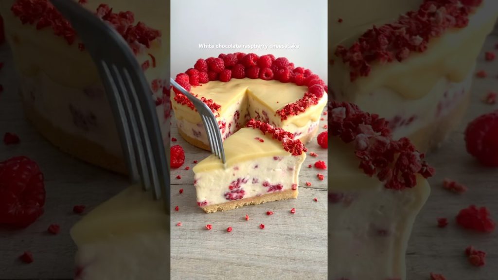No-bake white chocolate raspberry cheesecake #shorts #food #recipe #dessert