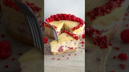 No-bake white chocolate raspberry cheesecake #shorts #food #recipe #dessert