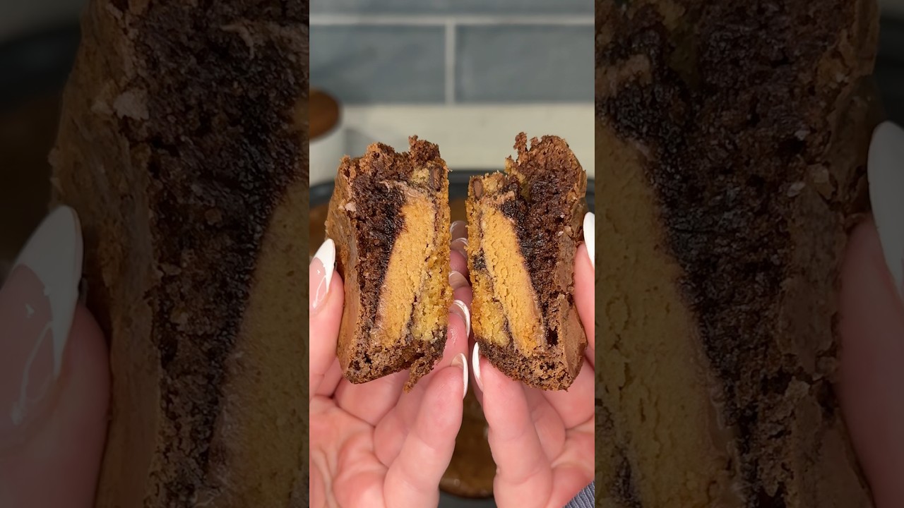 viral reeses stuffed chocolate chip brookies recipe #dessert #food #recipe #cookies #baking #shorts