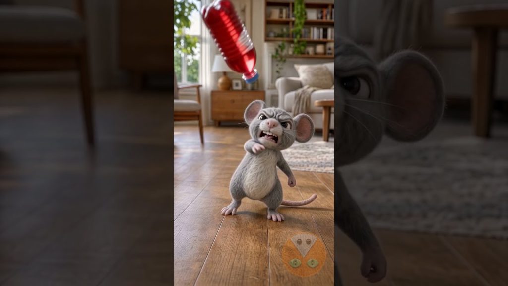 Bottle Flip Challenge: Cat vs Mouse! 🐱🐭🔥 #CatAndMouse #Funny