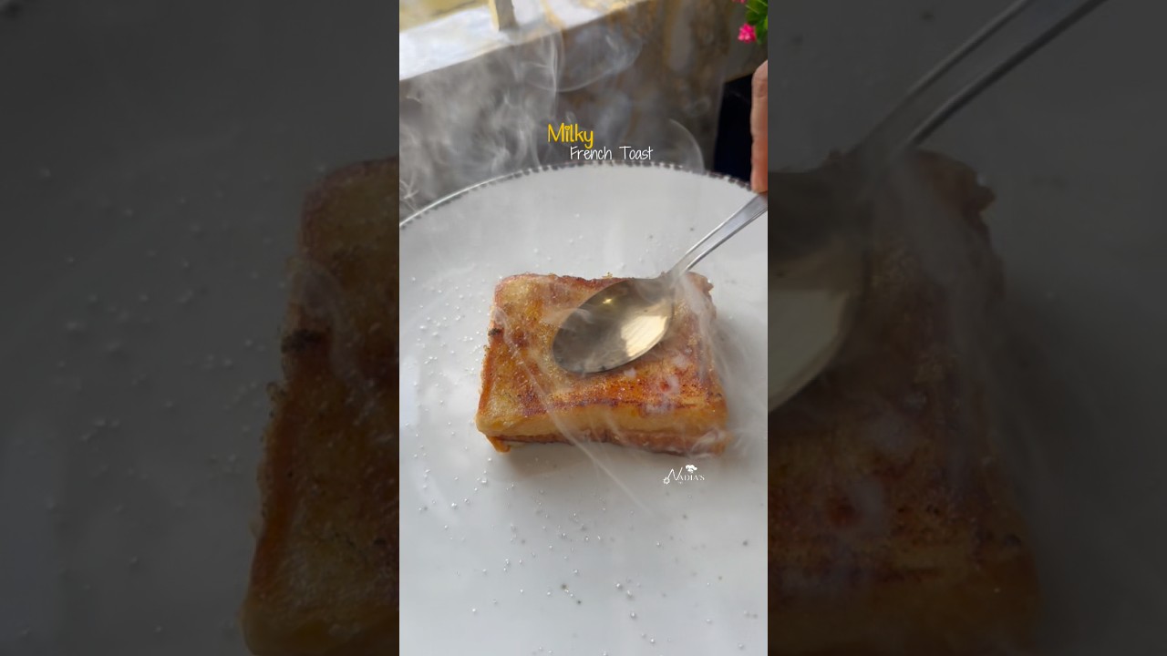 Milky French toast॥🤍🖤 #trending #food #recipe #cooking ￼