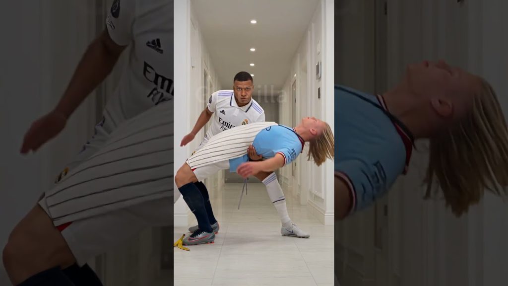 When Mbappé thinks he’s Spider-Man! 🕷️😂 #haaland #funny #mbappe