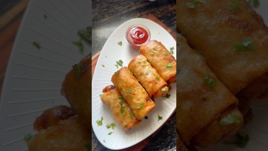 Chicken spring rolls 😋#food #recipe #youtubeshorts #cooking #yummy #easy #viral #shortvideo #video