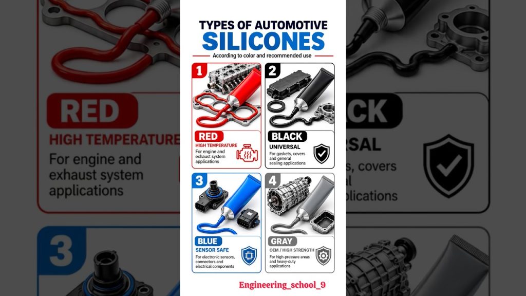 4 Types of Automotive Silicone & Their Uses🚗 | Red, Black, Blue & Gray Silicone Explained⚙️✅