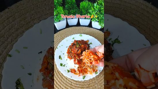 Spicy Tamatar ka bharta🔥 #tomatobharta #viral #food #recipe #cooking #easyrecipe #fyp #shorts #yt