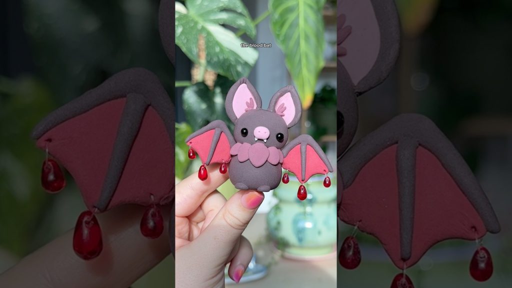 Making a BLOOD BAT 🦇 🩸 #atoz #airdryclay #diy #artandcraft #halloween #halloweencrafts #artshorts