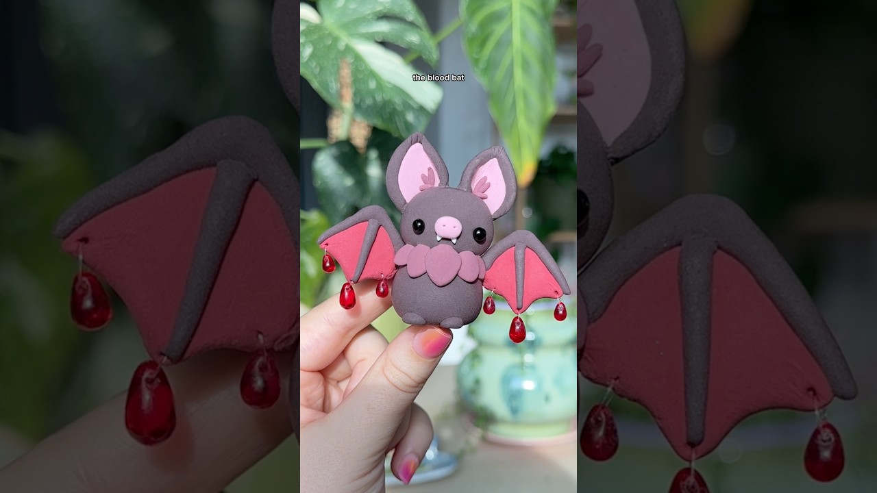 Making a BLOOD BAT 🦇 🩸 #atoz #airdryclay #diy #artandcraft #halloween #halloweencrafts #artshorts