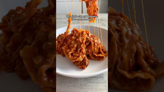 The best cheesy bolognese ever #pasta #food #recipe #shorts
