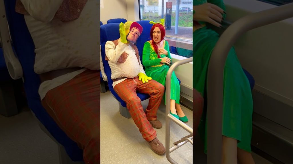 Shrek made a joke about Fiona on the subway…😂 #pranks #humor #cosplay #shorts #comedy #funny