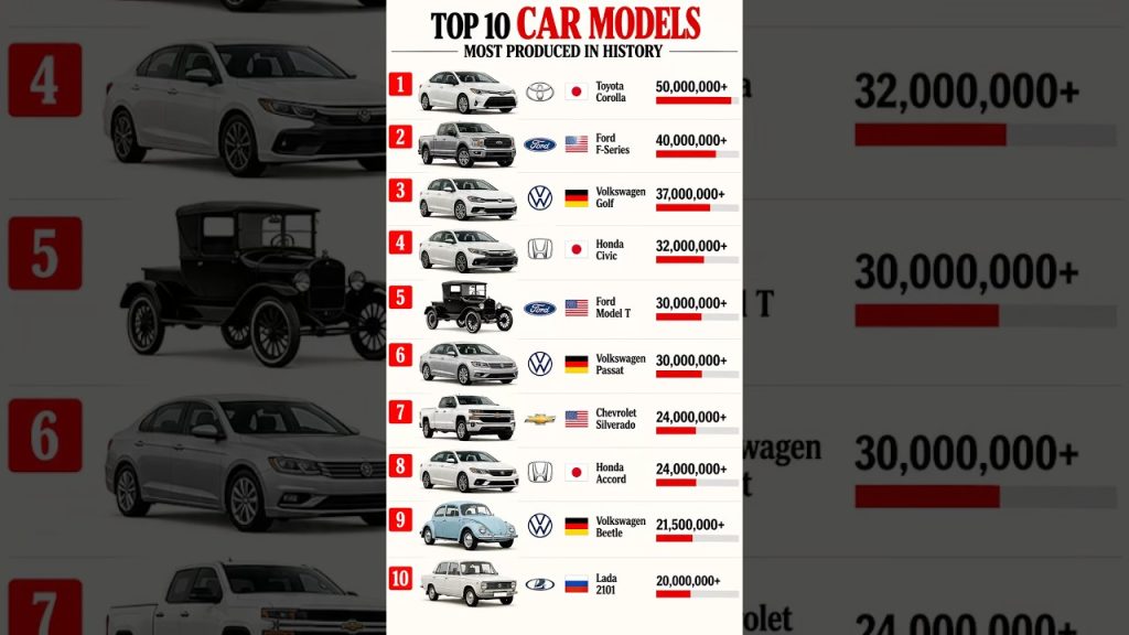 TOP 10 MOST PRODUCED CARS IN HISTORY 🚗 | Best-Selling Car Models